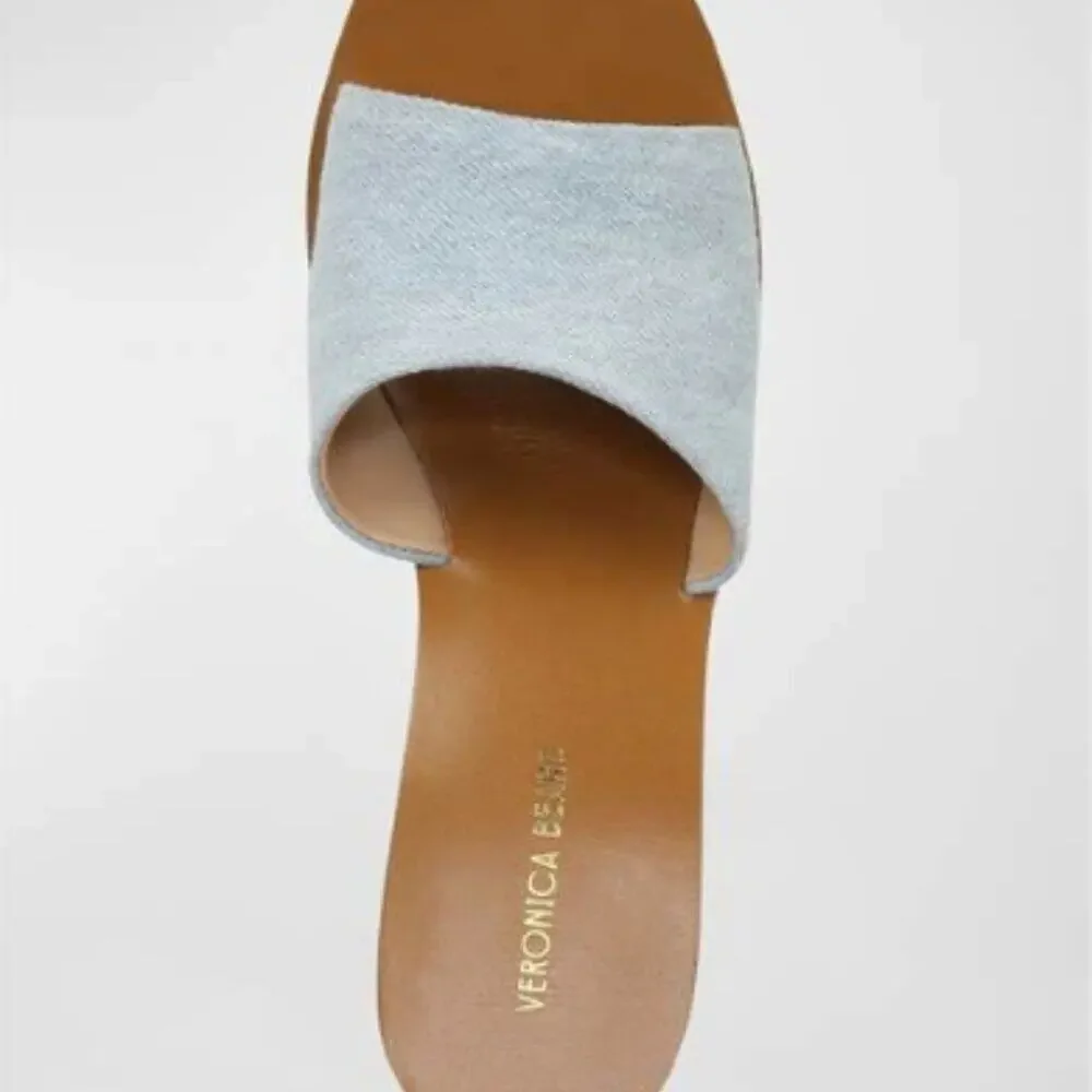 Veronica Beard Paulita Cork Platform Slide Sandals VISTA BLUE
